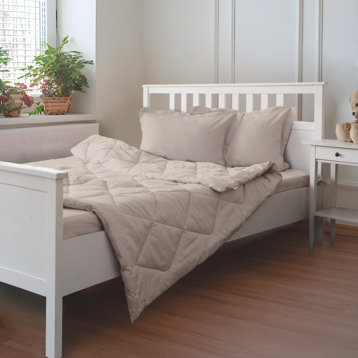 Постельное бельё Cатин | ПОСТЕЛЬНОЕ БЕЛЬЁ САТИН С ОДЕЯЛОМ 2 НАВОЛОЧКИ КАПУЧИНО