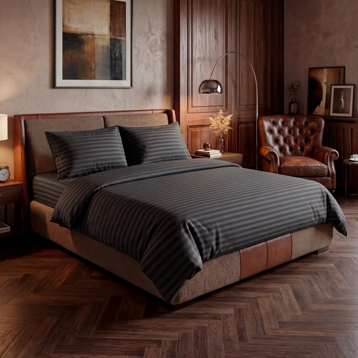 Постельное бельё Cатин | ПОСТЕЛЬНОЕ БЕЛЬЁ СТРАЙП-САТИН ТЕМНО-СЕРЫЙ