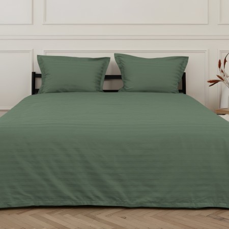 ПОСТЕЛЬНОЕ БЕЛЬЁ СТРАЙП-САТИН ЗЕЛЕНЫЙ